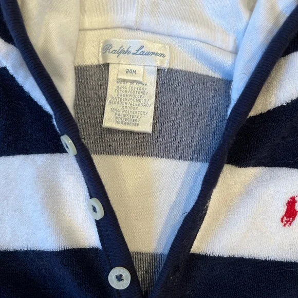 Ralph Lauren Polo Hooded Terry Cloth Romper 24 months